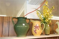 Pottery vases and pitchers.  9", 12"
