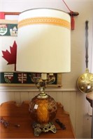 Amber glass table lamp.  36"