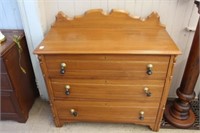 Early 3 drawer chest with tear drop pulls  39"