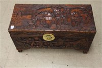 Wooden carved chest.  27"