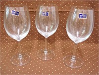 Lot of 3 Bohemia Royal Crystal Wine Glasses