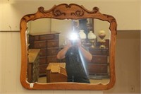 Oak frame wall mirror.  31" x 28"