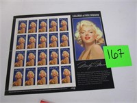 Stamps; full sheet of Marilyn Monroe