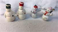 Three and 3 1/2 inch vintage snowman one set salt