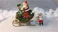 11x12”  vintage Santa in sleigh decoration, 7x4”