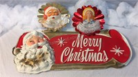 23x9 1/2” vintage Merry Christmas sign, 2- 7 1/2”