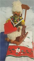 Wood Mrs Claus Rocking Chair Music Box and 2 Hand