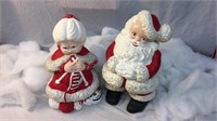 12 and 14 inch Santa and Mrs Clause Ceramic