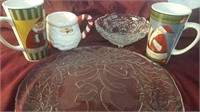 Holiday Coffee Mugs, Serving Plate, Candy Dish