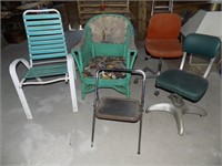 4 Assorted Chairs and Step Stool