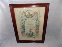 1914 Framed Marriage Certificate