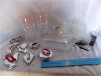 Old Kitchen Glasses, Cookie Cutters, Butter Dish