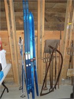 Bow Saw, Pick, & Cross Country Skis