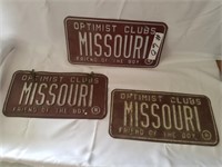 3 Missouri Optimist license plates