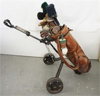Set of Golf Clubs, Bag and Pull Cart