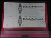 Bank of New Brunswick two blank checks from