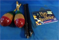 Set of maracas with two recorders and playing