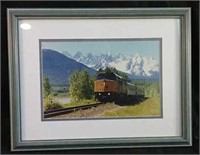 Framed train picture  8" x 14"