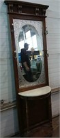 Hall mirror/ table w/ marble top 24x12xx78"h