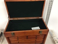 8 drawer, flip top wood jewellers cabinet