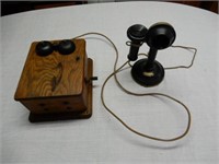 Antique Wall Mount - Wooden Crank Telephone