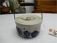 Very Nice Stoneware Butter Crock With Flowers,