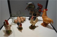 Large Assortment of Rooster Figures