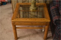 Oak End Tables with Glass Surface