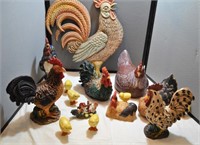 Assortment of Rooster Figures & Wall Hanging