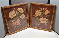 Pair of Still Life Floral Prints in Frame