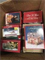 Box of Christmas village pieces