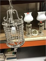 Vintage crystal lamp pair and chandelier