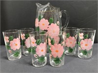 Floral pitcher & glasses set