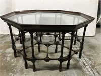 Vintage spindle leg glass top coffee table