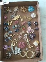 Womens brooches; clip on ear rings