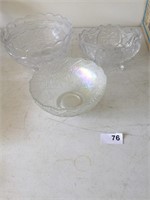 Three (3) decorative glass bowls