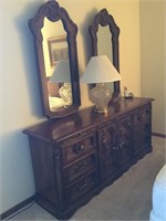 Dresser with mirrors and two (2) night stands