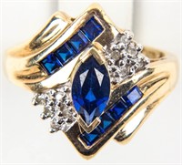 Jewelry 10kt Yellow Gold Blue Stone Cocktail Ring