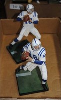lot - 2 peyton manning figures on stands (colts)