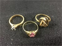 Three Women's Rings Marked 10K