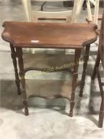 2ft tall wooden hall table with shelves