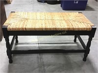 3ft wide wooden bench with a rush seat