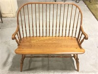 42" wide oak spindle back bench