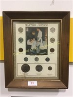 12” by 11” framed wartime coinage