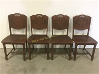 Lot of 4 wooden mid century chairs