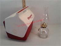 Playmate Igloo cooler and oil lamp