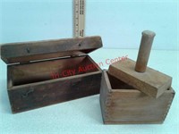 Antique butter press and box