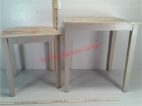 2 primitive looking wood nesting end tables
