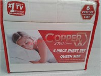 New in package copper RX queen size sheet set