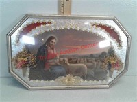 Religious print in domed glass frame